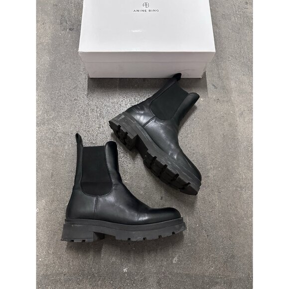 ANINE BING Justine Boot in Black Leather - Picture 10 of 11